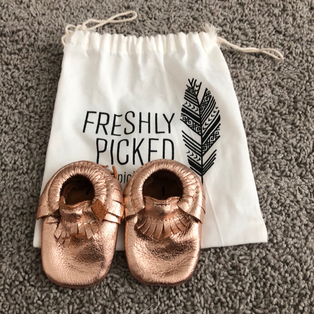 Freshly picked rose gold moccasins size 1